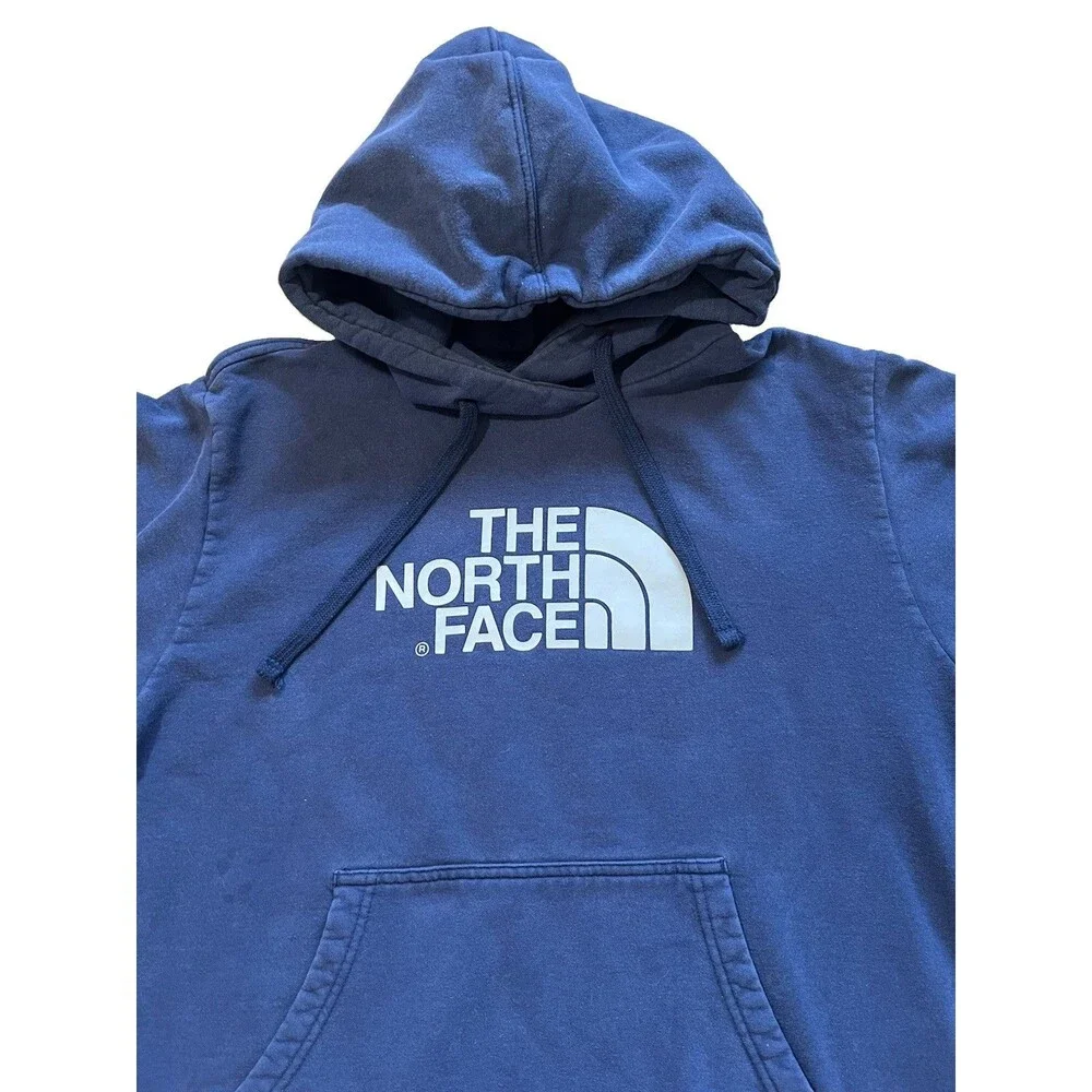 The North Face Hoodie Men Large Navy Blue Fleece Half Dome Pullover Sweatshirt